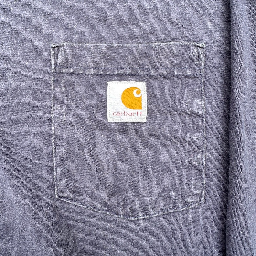 Carhartt K126 Mens XL Navy Blue Long Sleeve Pocket T-Shirt Original Fit Cotton - Picture 5 of 6